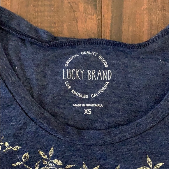 Lucky Brand blue and Gold Henna Tee EUC Si… - Picture 2 of 10